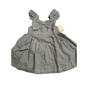 Kate Quinn Dress Dusty Blue Gauze Baby Girl Big Bow Pinafore 12 18 Months NEW